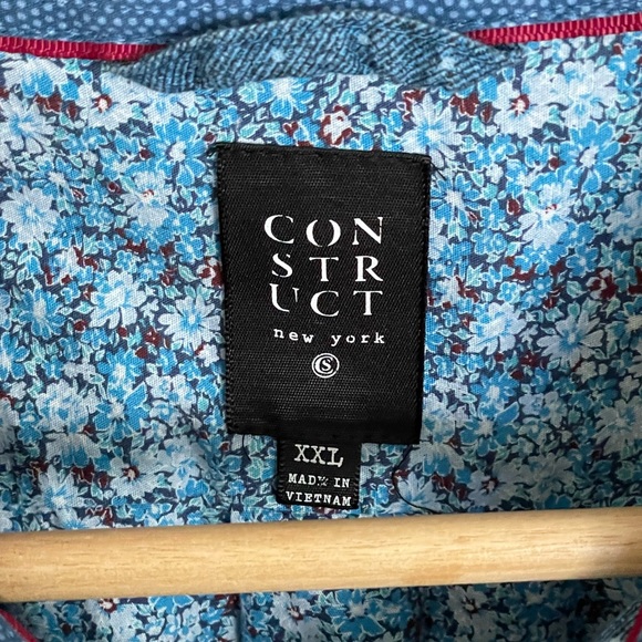 Construct New York Dot Pattern Snap Up Long Sleeve Blue Shirt Men’s size XXL - Picture 7 of 8